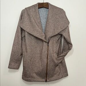 Lands' End Brown Checkered Trench Coat